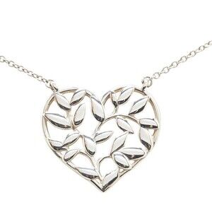 Tiffany Olive Leaf Heart Motif Necklace Silver Co